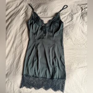 Black Satin and Lace Dress